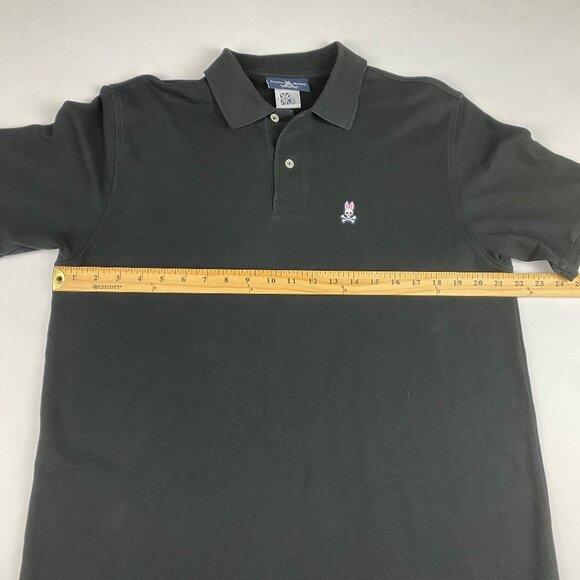 Psycho Bunny Polo Men's Size 7 (XL) 100% Pima Cotton Shirt Black - Picture 8 of 11